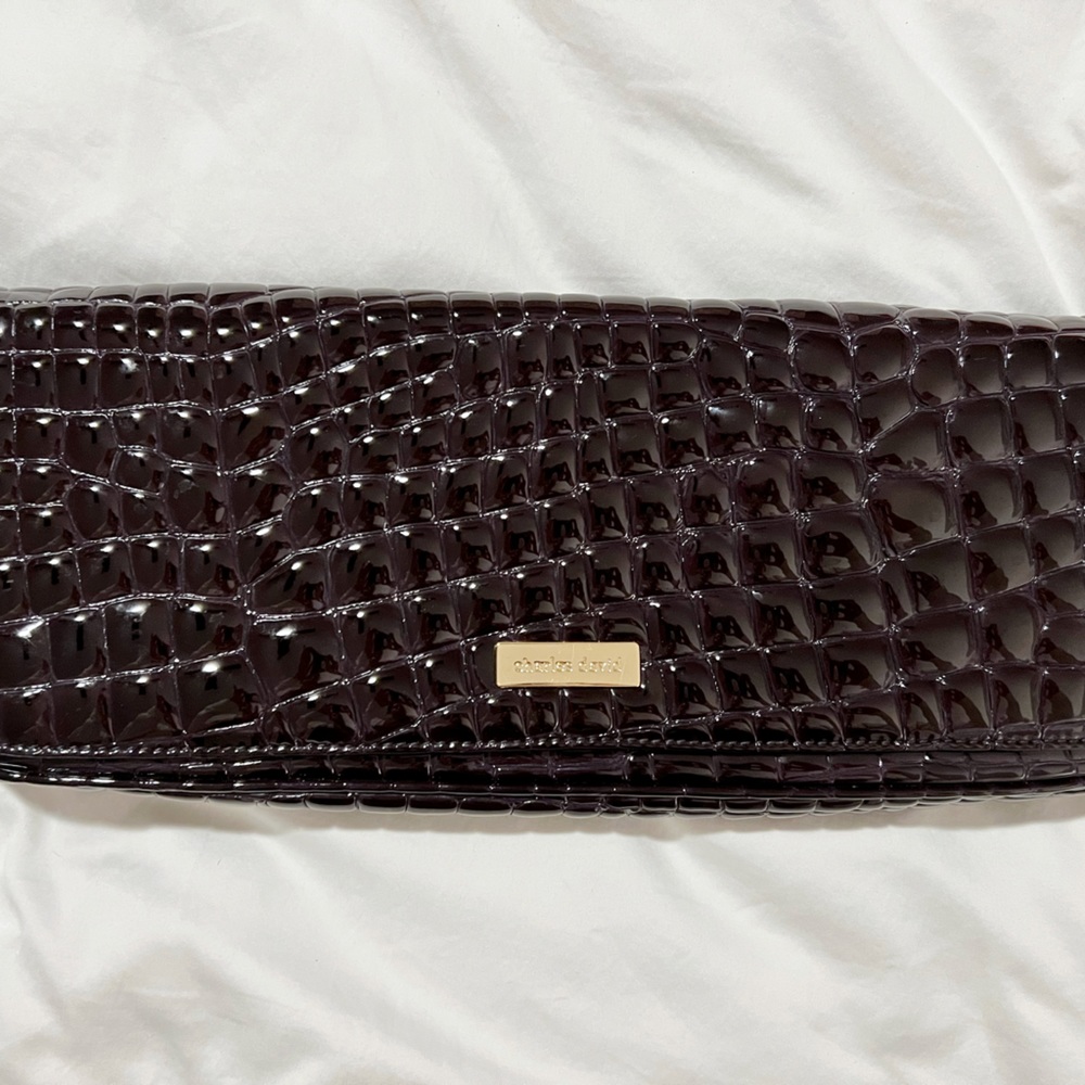 Charles David patent leather croc clutch